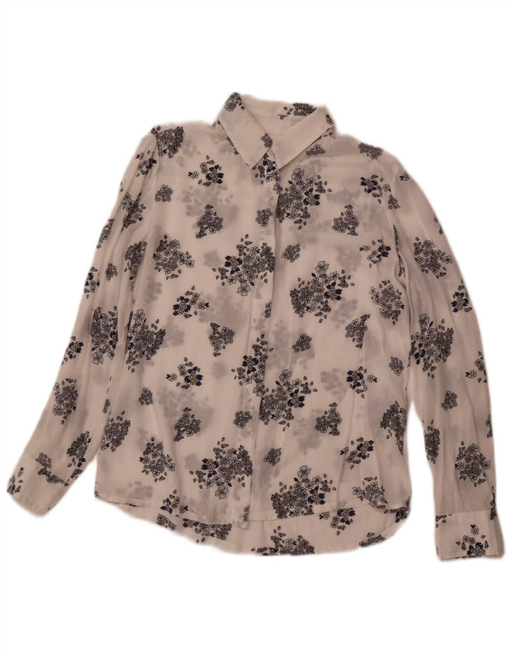 BENETTON Chemise transparente pour femme UK 6 XS Blanc Floral Modal