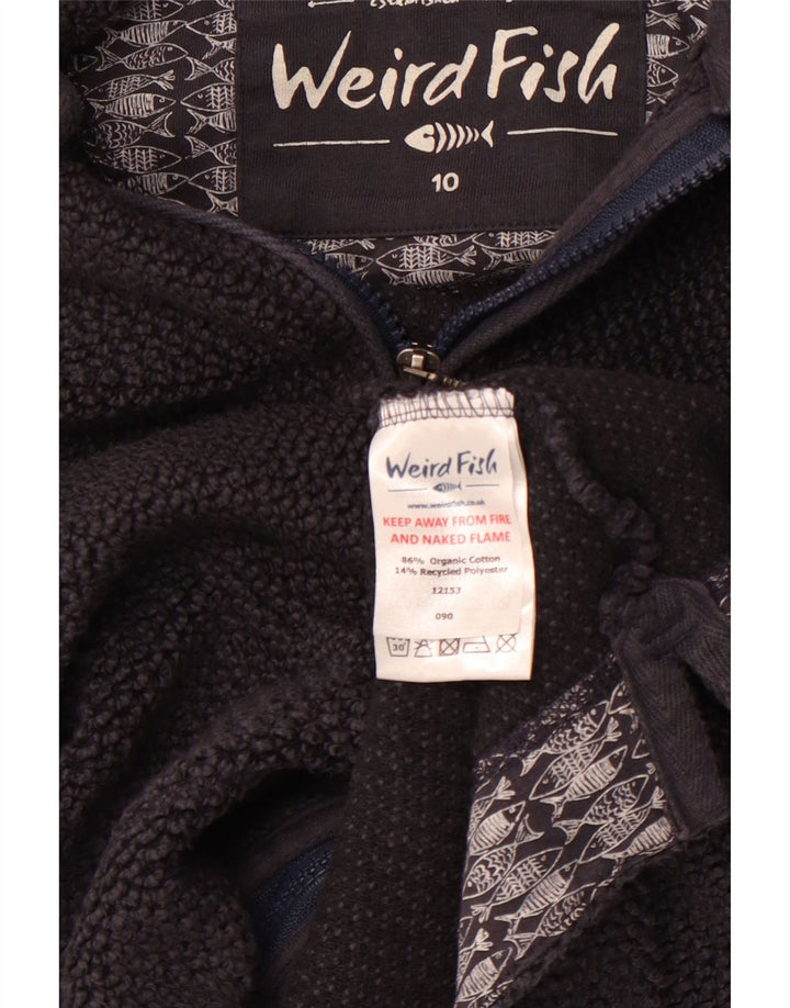 WEIRD FISH Pull à capuche zippé pour femme UK 10 Petit coton bleu marine