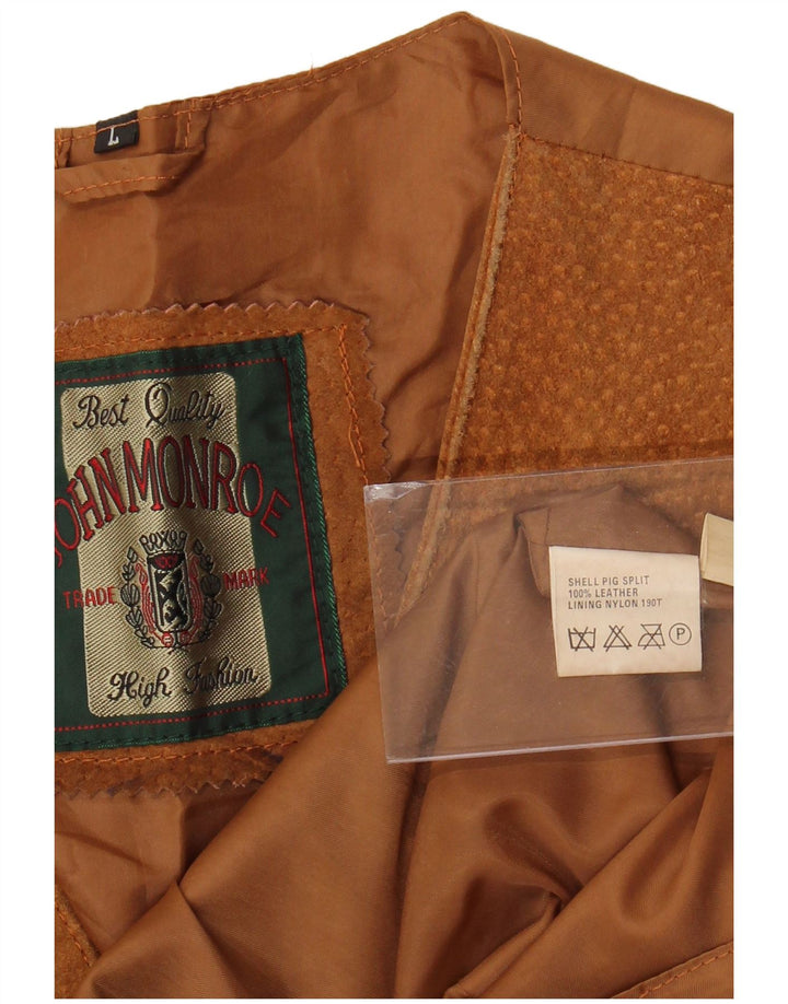 John Monroe Gilet en daim pour homme en cuir marron Taille L
