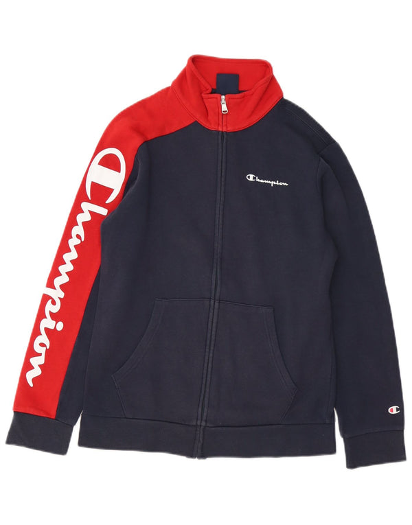 Champion Veste de Survêtement Garçon 11-12 Ans Large Bleu Marine Colorblock