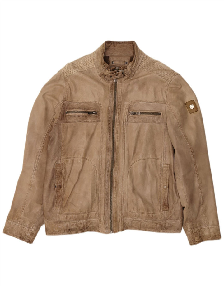 Milestone Veste en cuir pour homme Grand cuir beige