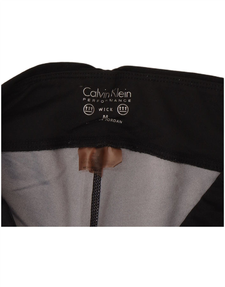 Calvin Klein Leggings Capri pour femme UK 12 Nylon rayé noir moyen