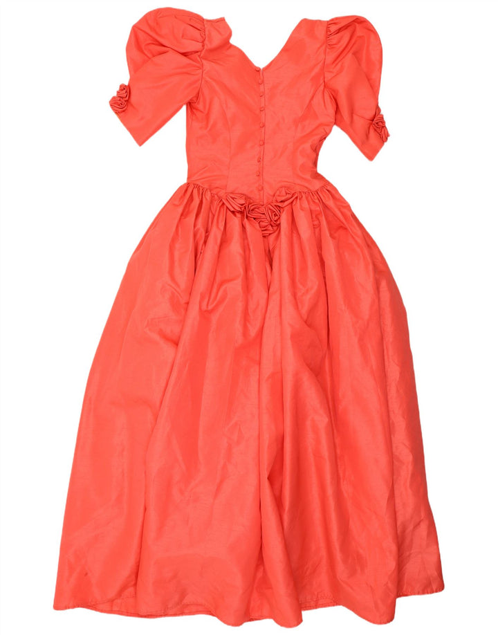 vintage Femme Maxi Robe UK 8 Petit Orange