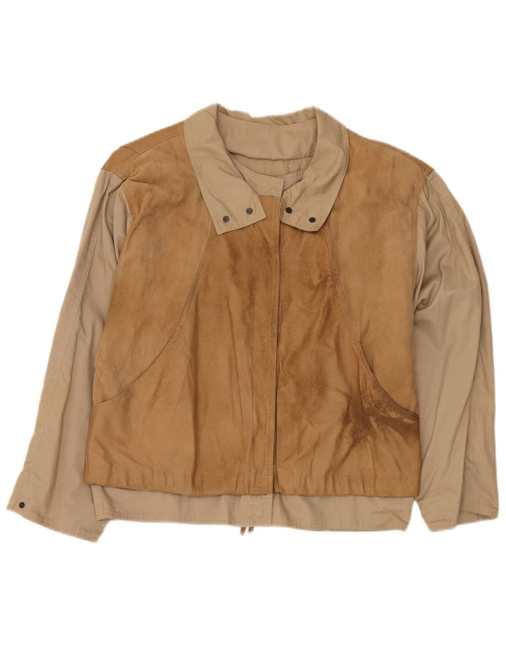 BELFE Veste Coupe Ample Femme IT 44 Cuir Colorblock Beige Moyen