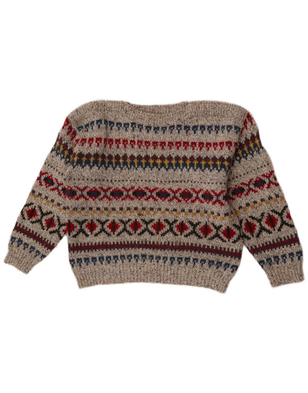 Mayon Pull surdimensionné à col bateau pour femme EU 38 Gris moyen Fair Isle