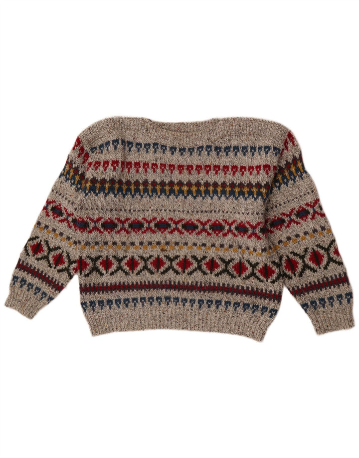 Mayon Pull surdimensionné à col bateau pour femme EU 38 Gris moyen Fair Isle