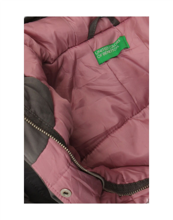 Benetton Manteau matelassé à capuche pour femme UK 14 Large Gris