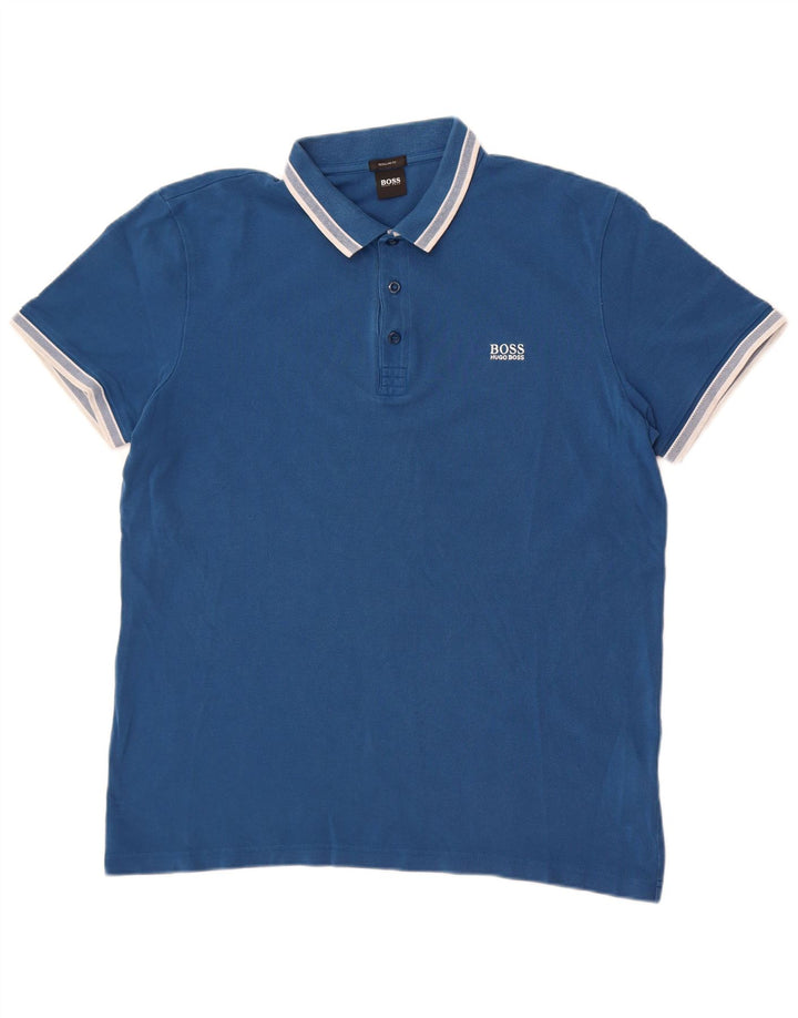 Hugo Boss Polo coupe classique pour homme 2XL Bleu Coton