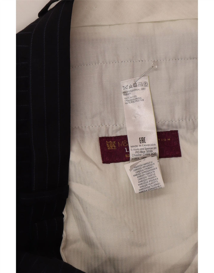 Marks & Spencer Pantalon de costume coupe classique pour homme W34 L31 Bleu marine rayé