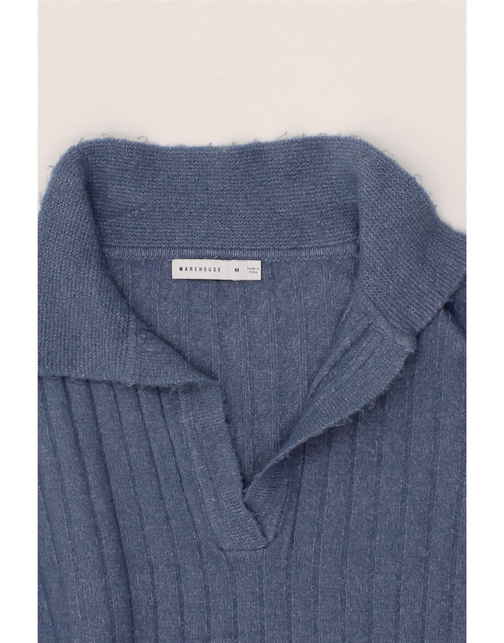 WAREHOUSE Womens Polo Neck Jumper Sweater UK 14 Medium Blue Polyester Vintage Warehouse and Second-Hand Warehouse from Messina Hembry 