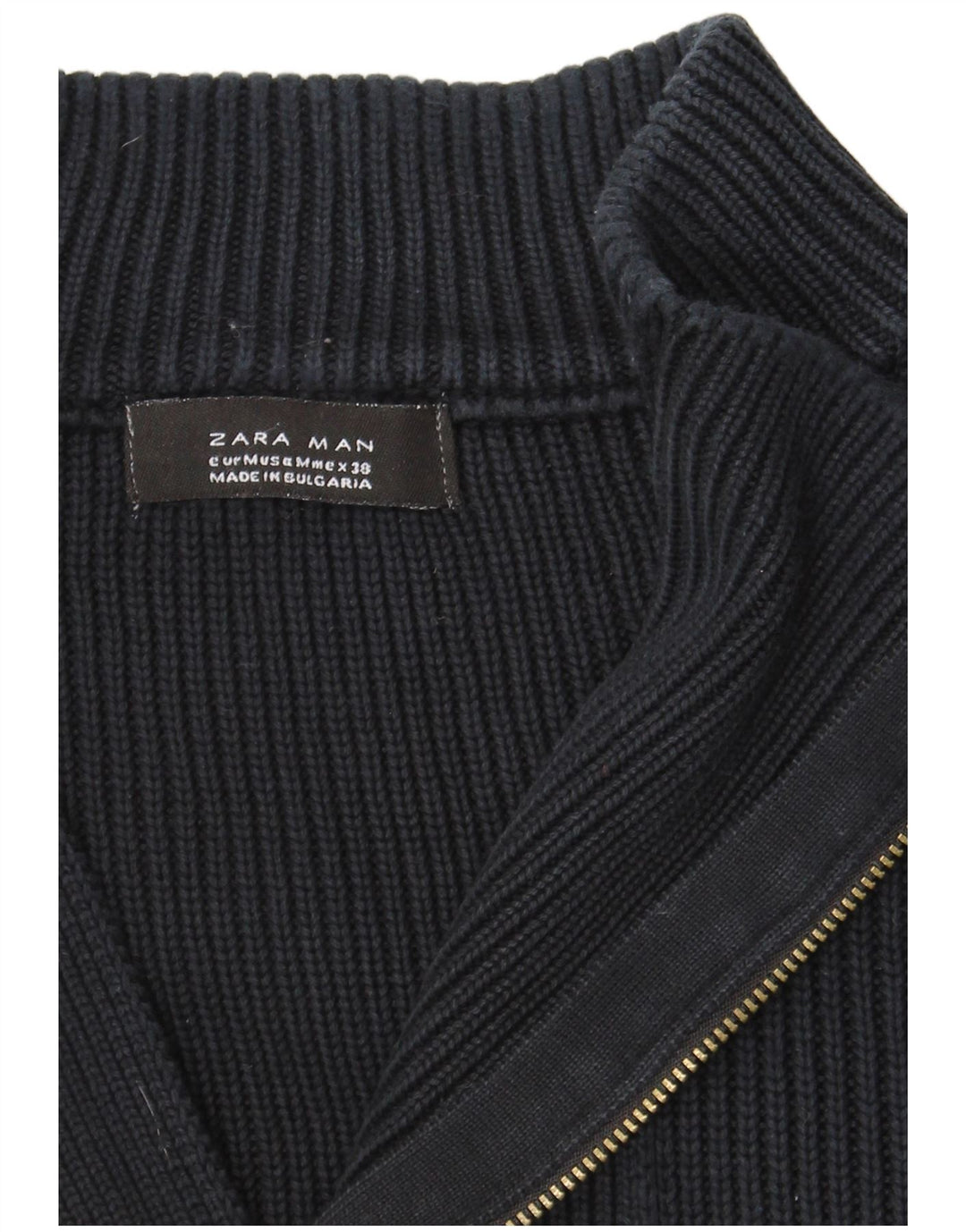 ZARA Pull col zippé homme bleu marine moyen