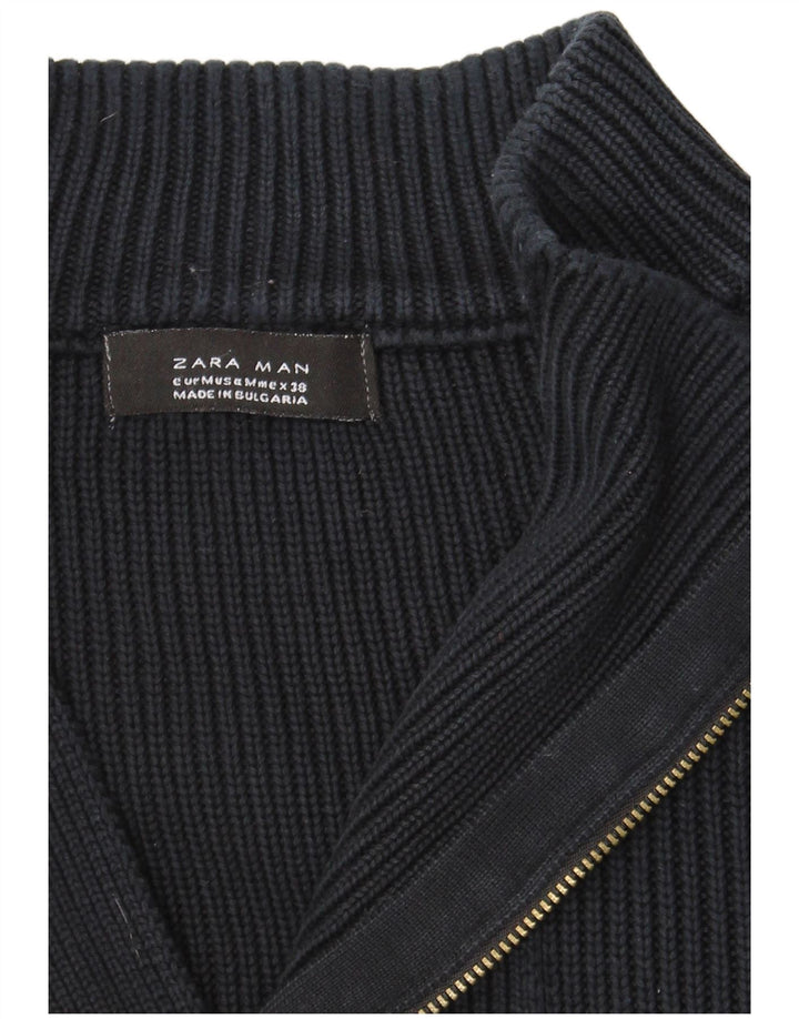 ZARA Pull col zippé homme bleu marine moyen