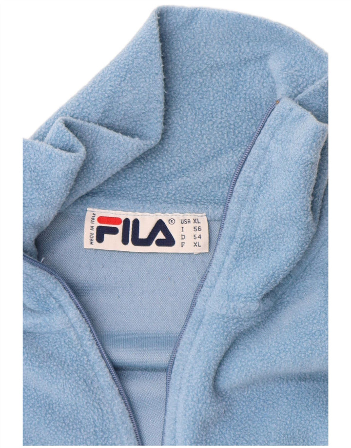 FILA Pull Polaire Col Zippé Homme XL Bleu Polyester