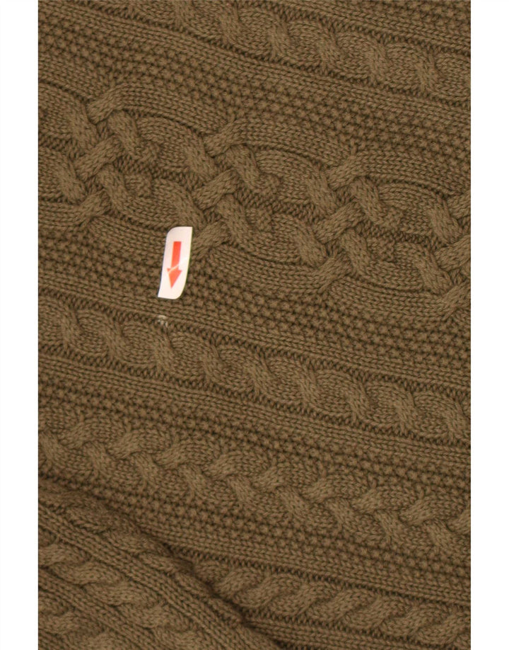 vintage Mens Roll Neck Jumper Pull Moyen Vert Coton