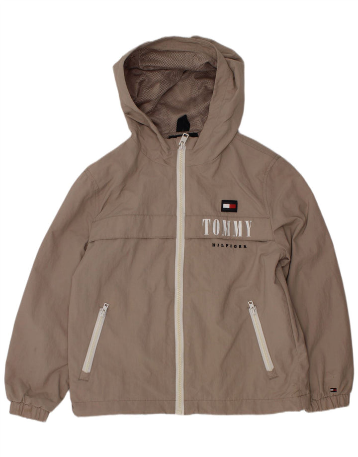 Tommy Hilfiger Veste de pluie à capuche graphique pour garçon 6-7 ans Gris Polyamide