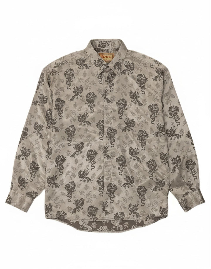 TIPO' S Mens Abstract Pattern Shirt Medium Grey