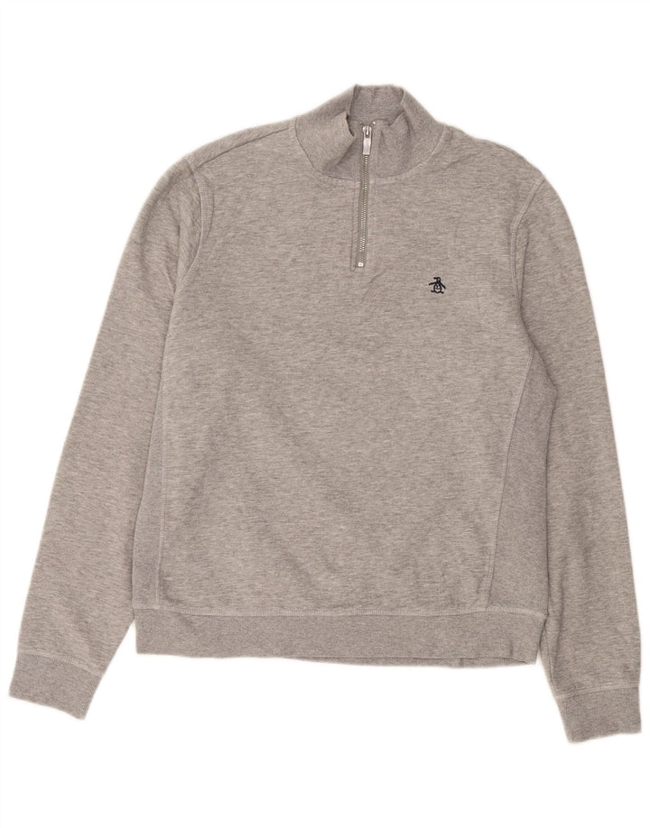PENGUIN Sweat-Shirt Col Zippé Homme Gris Moyen Coton