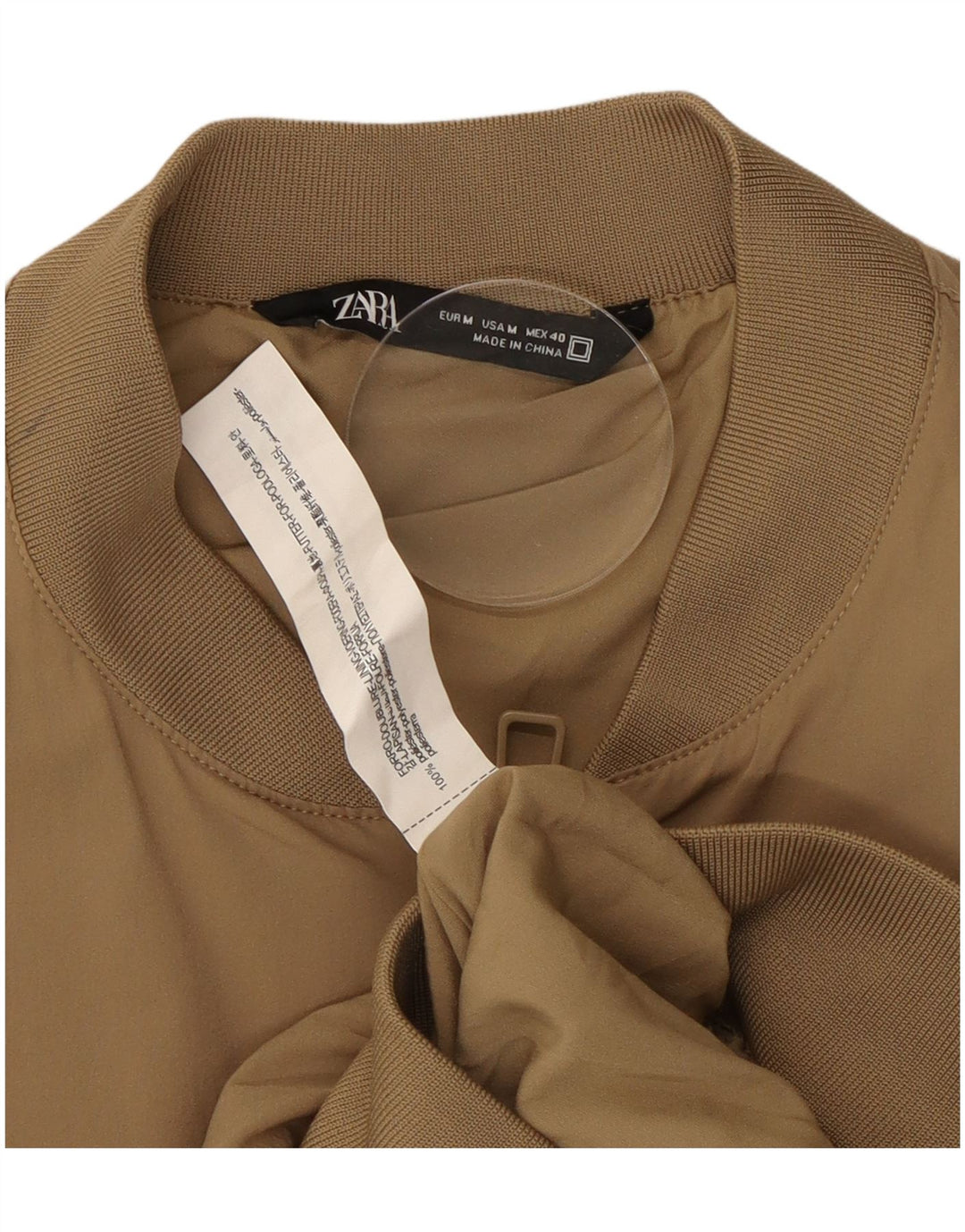 ZARA Veste Bomber Homme UK 38 Polyester Beige Moyen