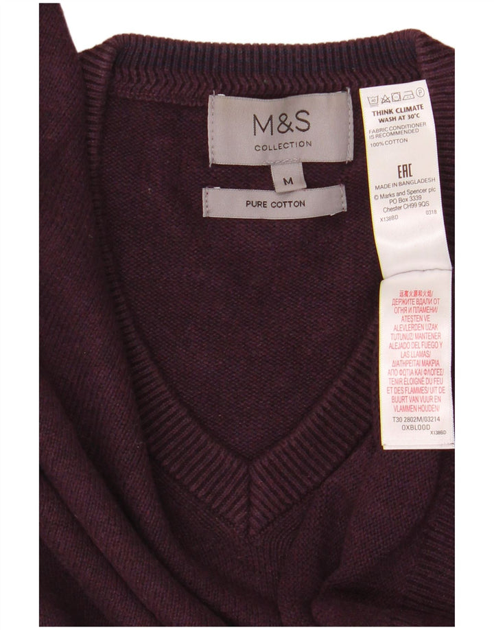 Marks & Spencer Pull col V pour homme en coton marron moyen