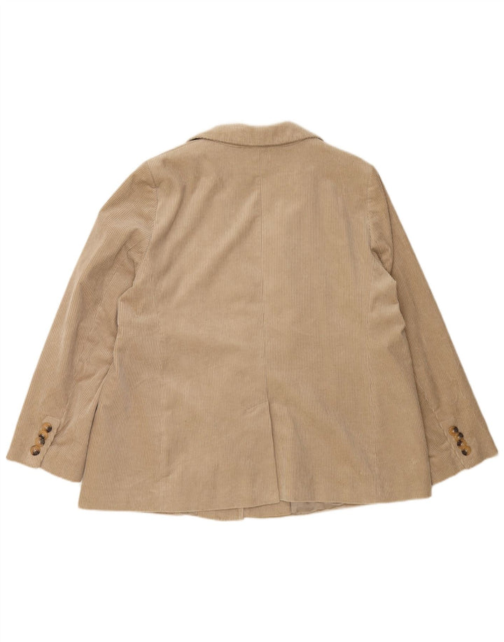 JAEGER Veste blazer en velours côtelé pour femme 1 bouton UK 20 2XL Coton beige