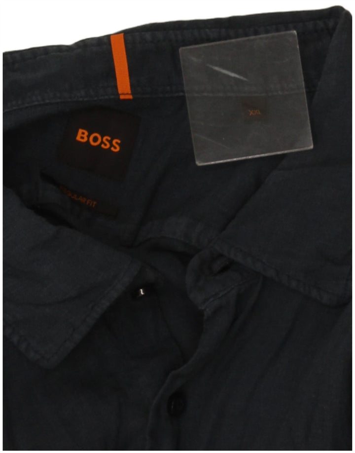 Hugo Boss Chemise à manches courtes coupe régulière pour homme 2XL Bleu marine