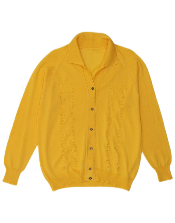 vintage Femmes Slim Fit Cardigan Pull IT 52 2XL Jaune