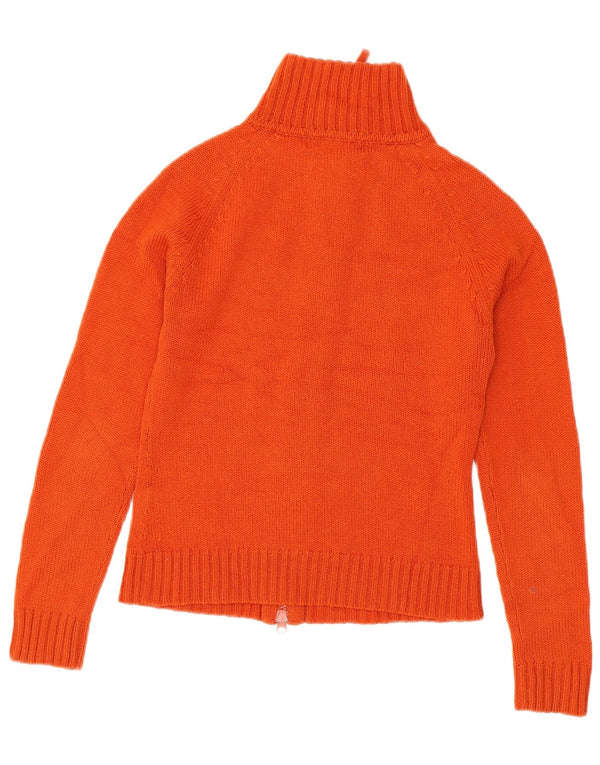 Zara Womens Crop Cardigan Sweater UK 8 Petit Orange Acrylique