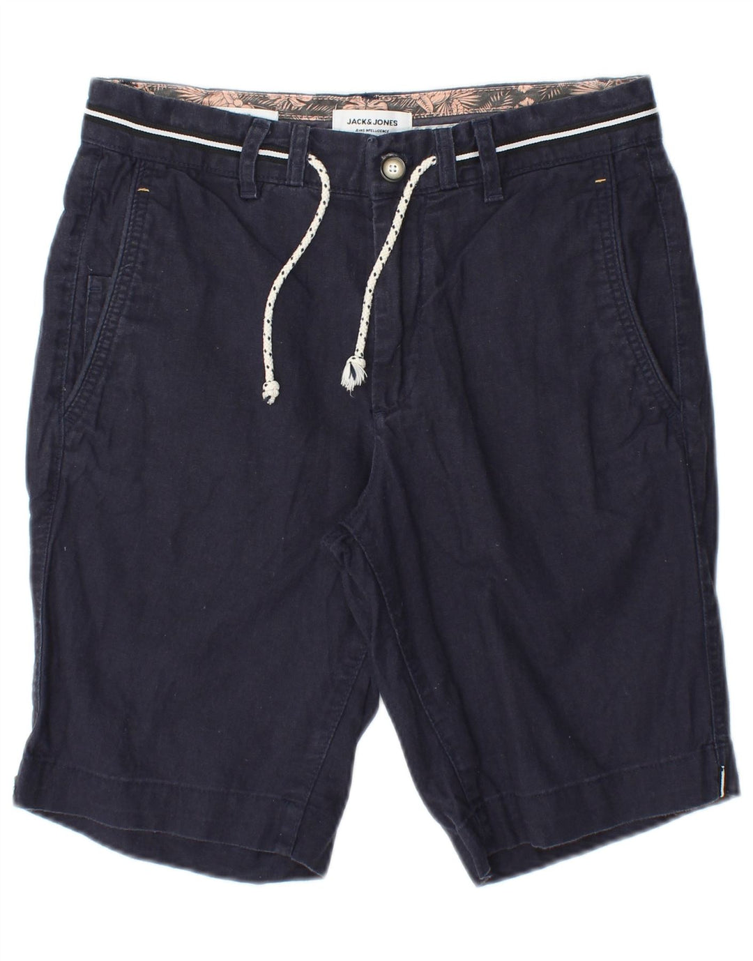 JACK & JONES Short Chino Homme Coupe Regular XS W28 Bleu Marine Lin