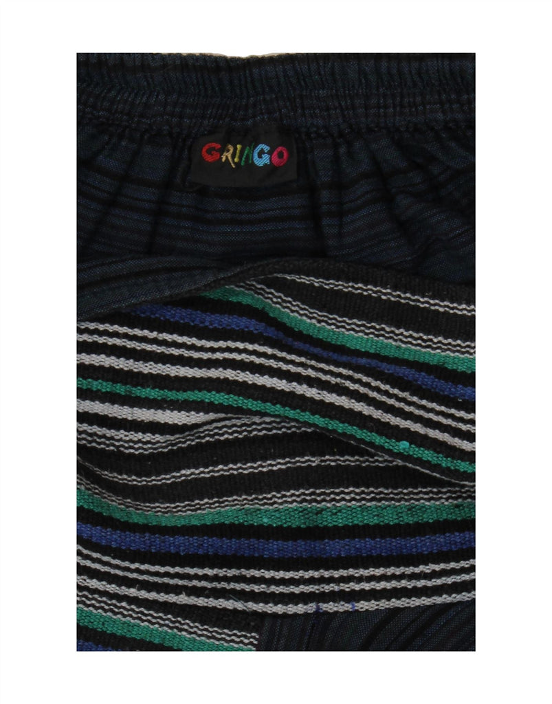 GRINGO Womens Harem Trousers W32 L39 Navy Blue Striped Cotton Vintage Gringo and Second-Hand Gringo from Messina Hembry 