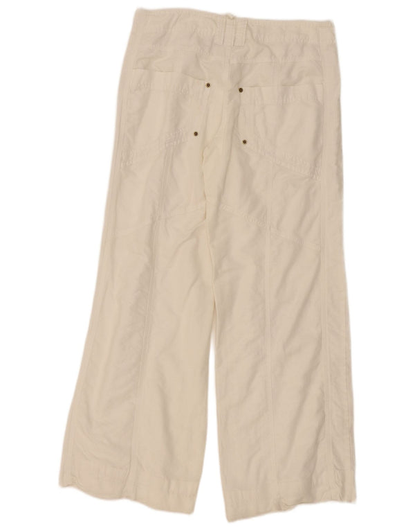 Mexx Pantalon chino à jambe large pour femme UK 14 Large W34 L31 Lin blanc