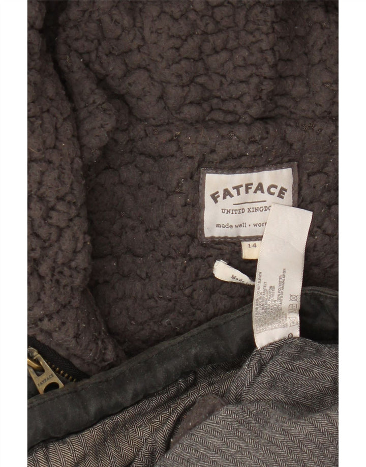 Fat Face Parka à capuche pour femme UK 14 Large Gris Coton