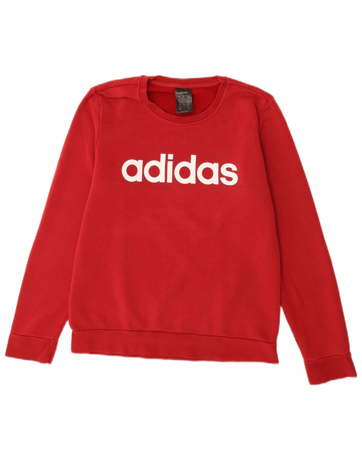 Adidas Sweat-shirt graphique pour femme UK 12/14 Rouge moyen en coton