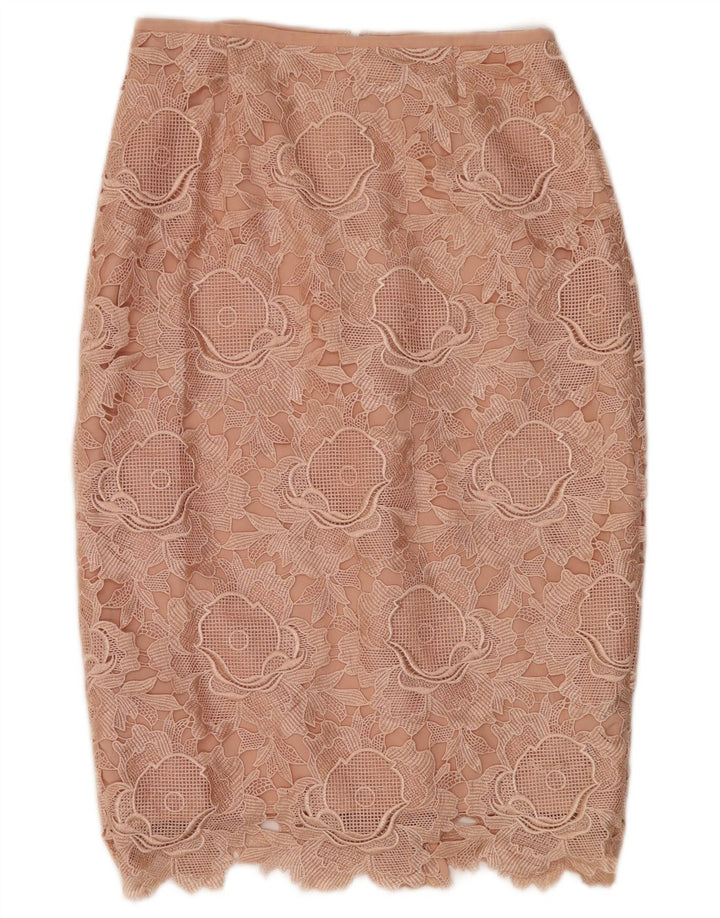 Ted Baker Jupe crayon mi-longue pour femme Taille 2 Petit W26 Rose Floral Polyester
