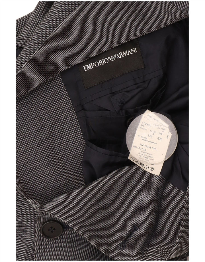 Emporio Armani Veste Blazer 3 Boutons Homme IT 48 Petit Laine à Carreaux Bleu Marine