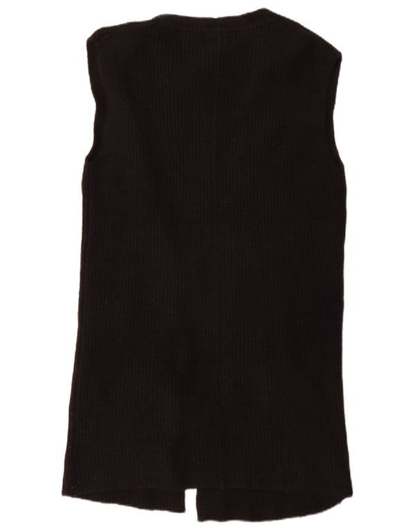 Fat Face Cardigan ouvert sans manches pour femme - Pull long - UK 6 XS - Noir