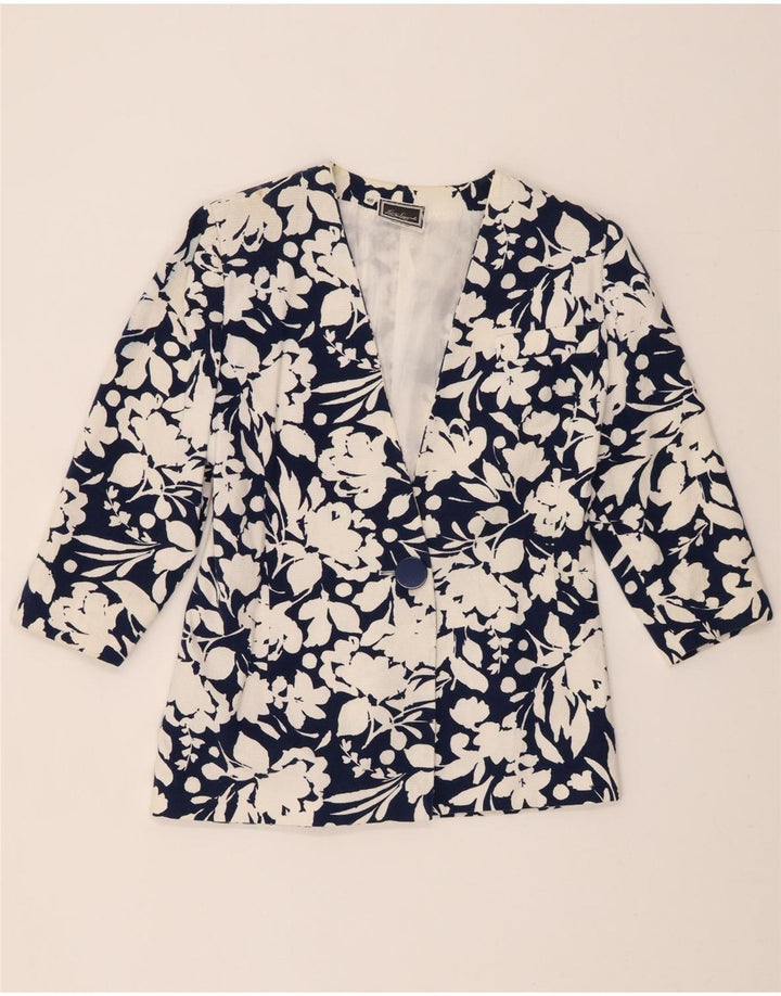 LUISA SPAGNOLI Veste blazer à manches 3/4 pour femme IT 46 Large Bleu marine