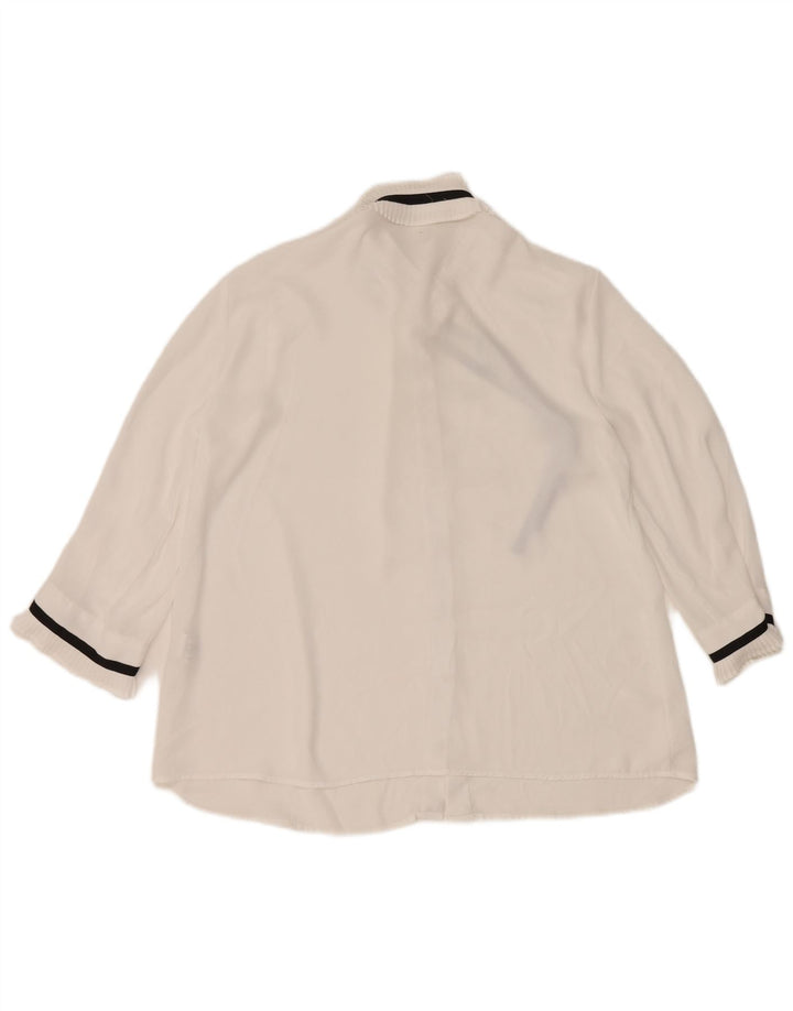 Zara Chemisier à manches 3/4 pour femme UK 14 Medium Blanc Polyester