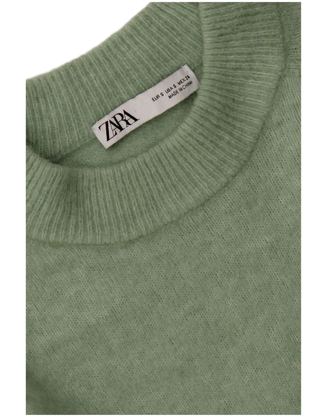Zara Pull surdimensionné à col rond pour femme UK 10 Petit Vert