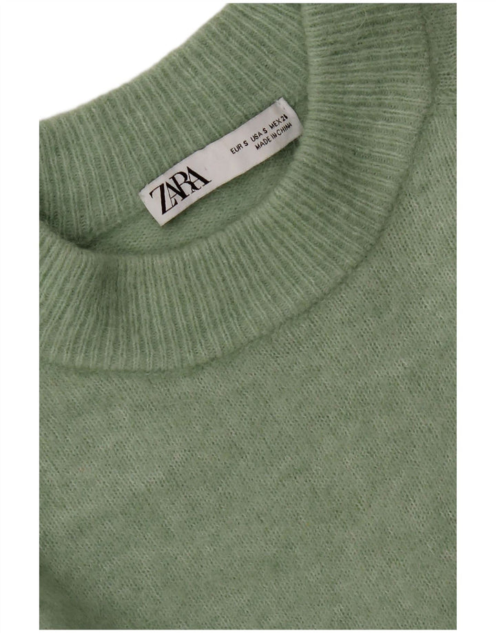 Zara Pull surdimensionné à col rond pour femme UK 10 Petit Vert