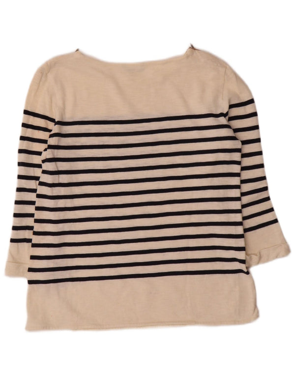 Massimo Dutti Haut à manches 3/4 pour femme en coton rayé blanc cassé moyen UK 12