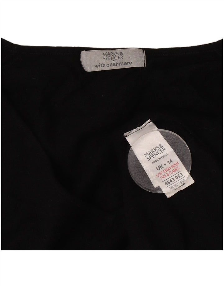 Marks & Spencer Pull court à col en V pour femme UK 14 Noir moyen