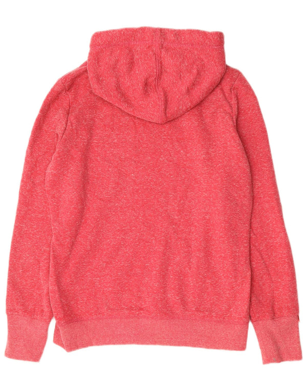 Superdry Pull à capuche graphique pour femme UK 16 Large Rouge Moucheté Polyester