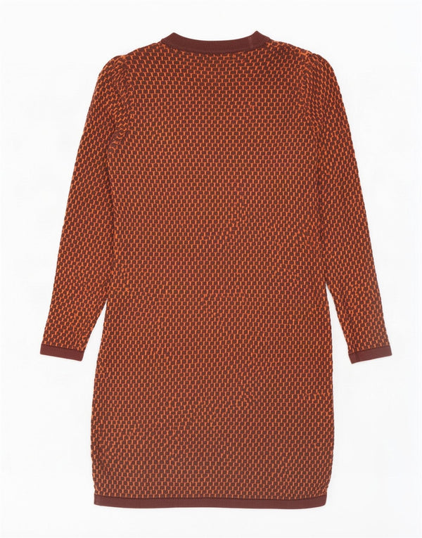 Cos Robe pull à manches longues pour femme UK 6 XS Marron géométrique en coton