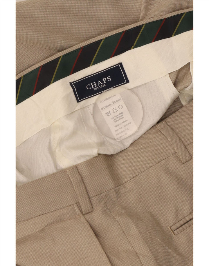 CHAPS Pantalon de Costume Droit Homme W36 L32 Beige Polyester