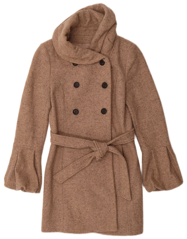 Zara Manteau croisé pour femme UK 12 Beige moyen moucheté