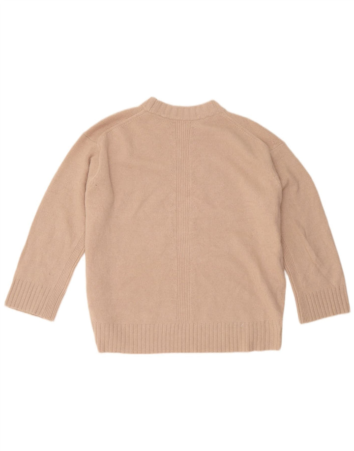 Reiss Pull surdimensionné à col rond pour femme UK 10 Petite laine beige