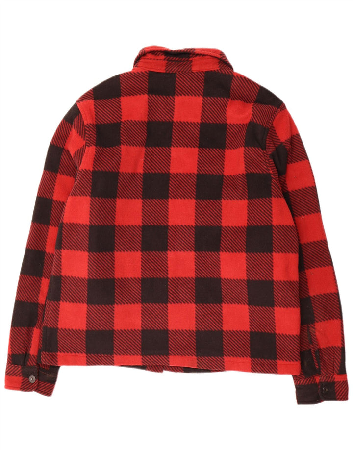vintage Mens Fleece Bomber Jacket EU 50 Grand Plaid Rouge Polyester