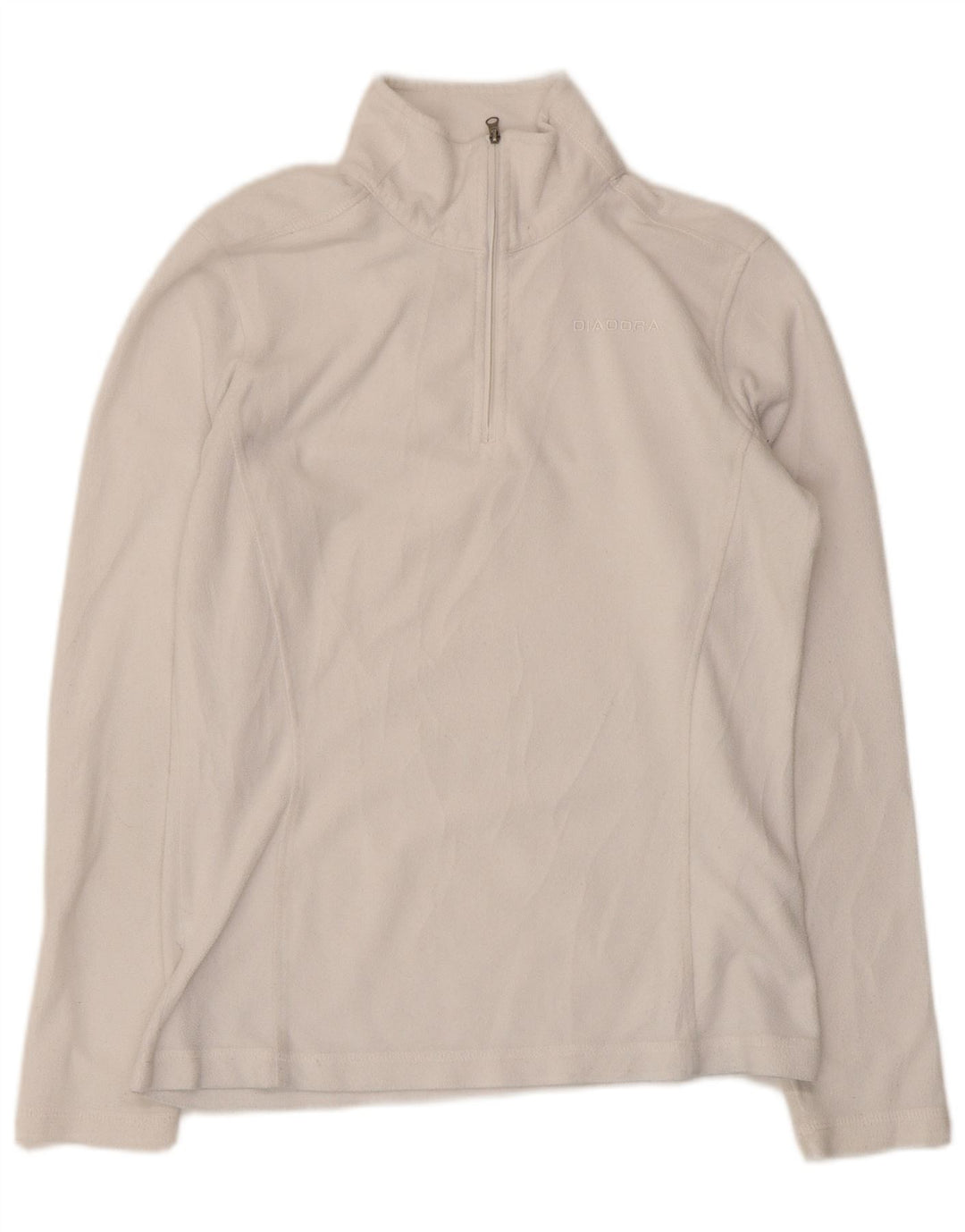 Diadora Pull polaire à col zippé pour femme UK 12 Medium Blanc Polyester