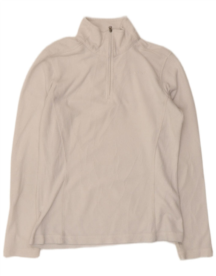 Diadora Pull polaire à col zippé pour femme UK 12 Medium Blanc Polyester