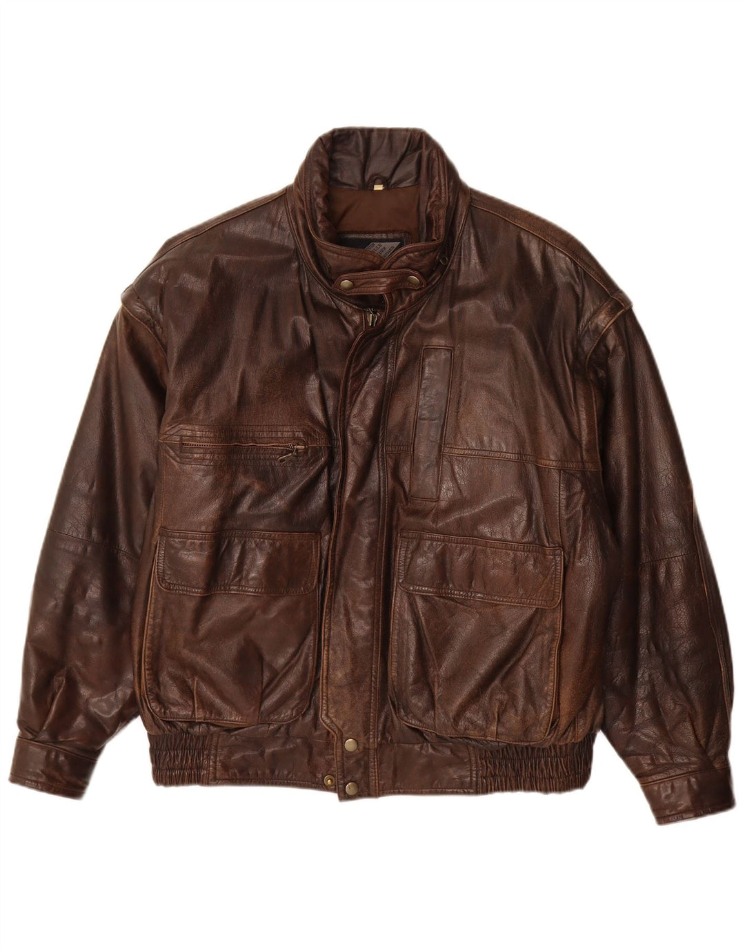 M. Flues Veste en cuir coupe ample pour homme UK 38 Cuir marron moyen